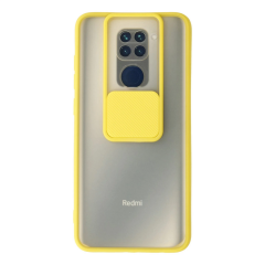 Xiaomi Redmi Note 9 Kılıf Palm Buzlu Kamera Sürgülü Silikon - Sarı