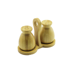 Baharatlık 2pcs Şişe Modeli Ahşap Bambu Tuzluk Baharatlık Tutacaklı Ahşap Stand
