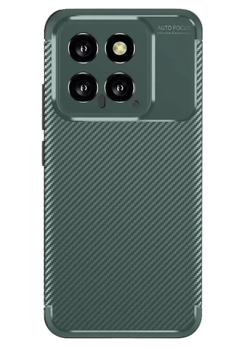 Newface Xiaomi Mi 14t Kılıf Auto Focus Karbon Kapak - Koyu Yeşil