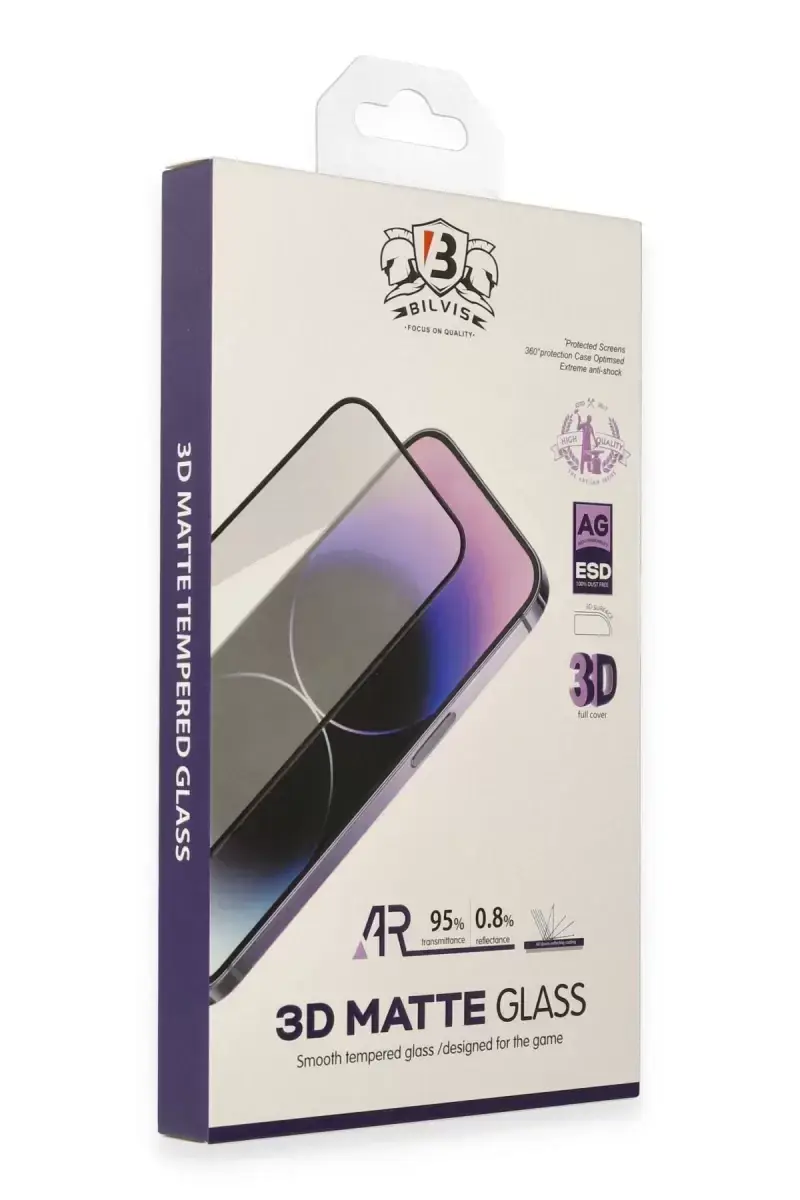 Newface Apple İphone 15 Pro Bilvis 3d Mat Cam Ekran Koruyucu