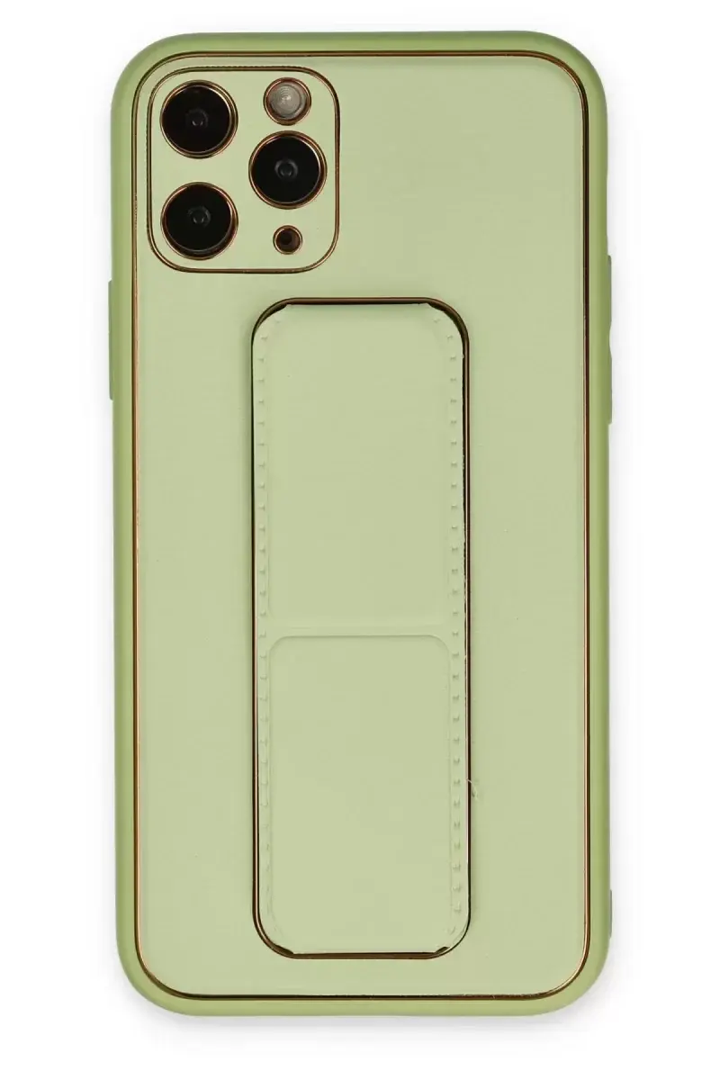 Newface İphone 11 Pro Kılıf Coco Deri Standlı Kapak - Su Yeşili