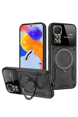 Newface Realme 11 Pro Plus Joy Lens Standlı Kapak - Siyah