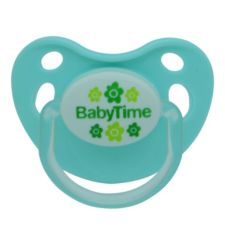 BabyTime BT128 Silikon Damaklı Koruyucu Kapaklı Mat Gövdeli Emzik No:1 - Yeşil