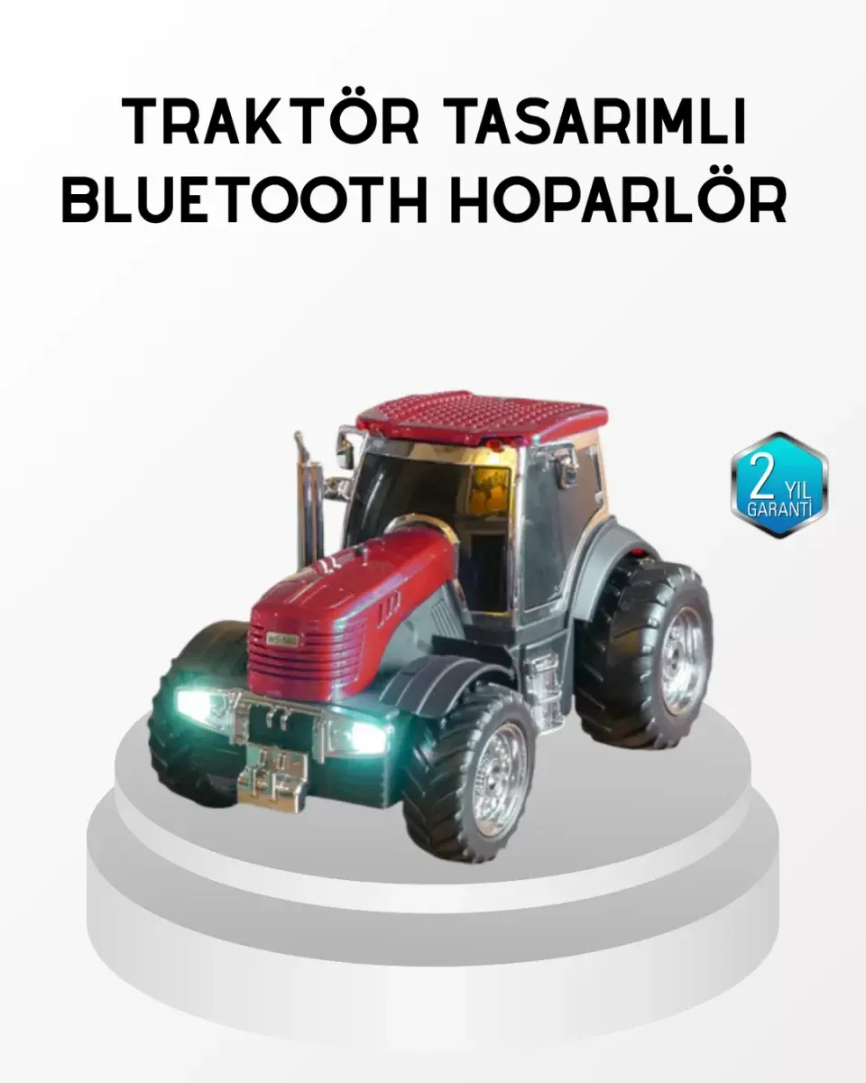 Bluetooth Nostaljik Traktör Hoparlör Led Işıklı 12w Güçlü Ses