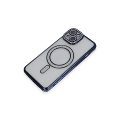 İphone 13 Kılıf Joke Simli Magneticsafe Kılıf - Lacivert