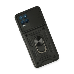 Realme 8 Kılıf Pars Lens Yüzüklü Silikon - Siyah