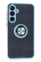 Newface Samsung Galaxy A25 5g Kılıf Montreal Yüzüklü Silikon Kapak - Buz Mavi