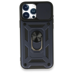 İphone 15 Pro Kılıf Pars Lens Yüzüklü Silikon - Lacivert