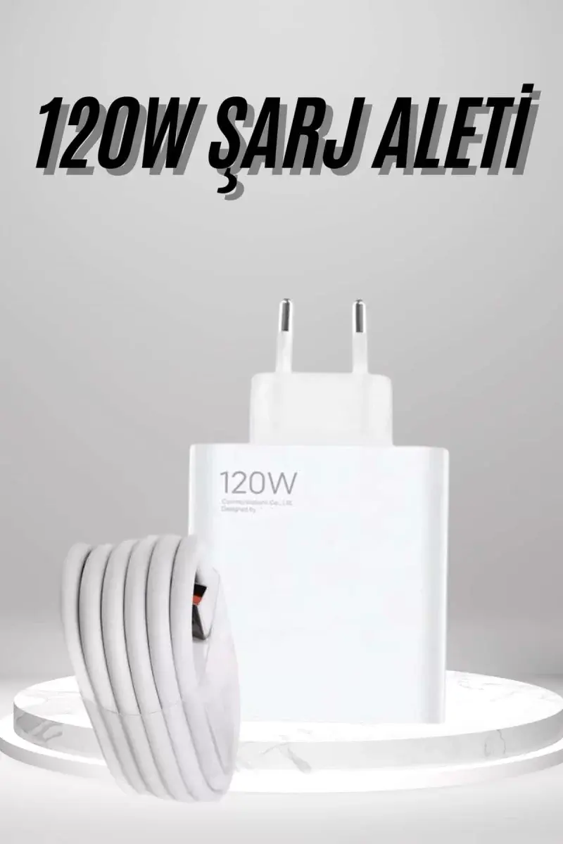 Type C Yüksek Hızlı Şarj Aleti Beyaz 120w Ultra Uzun Ömürlü