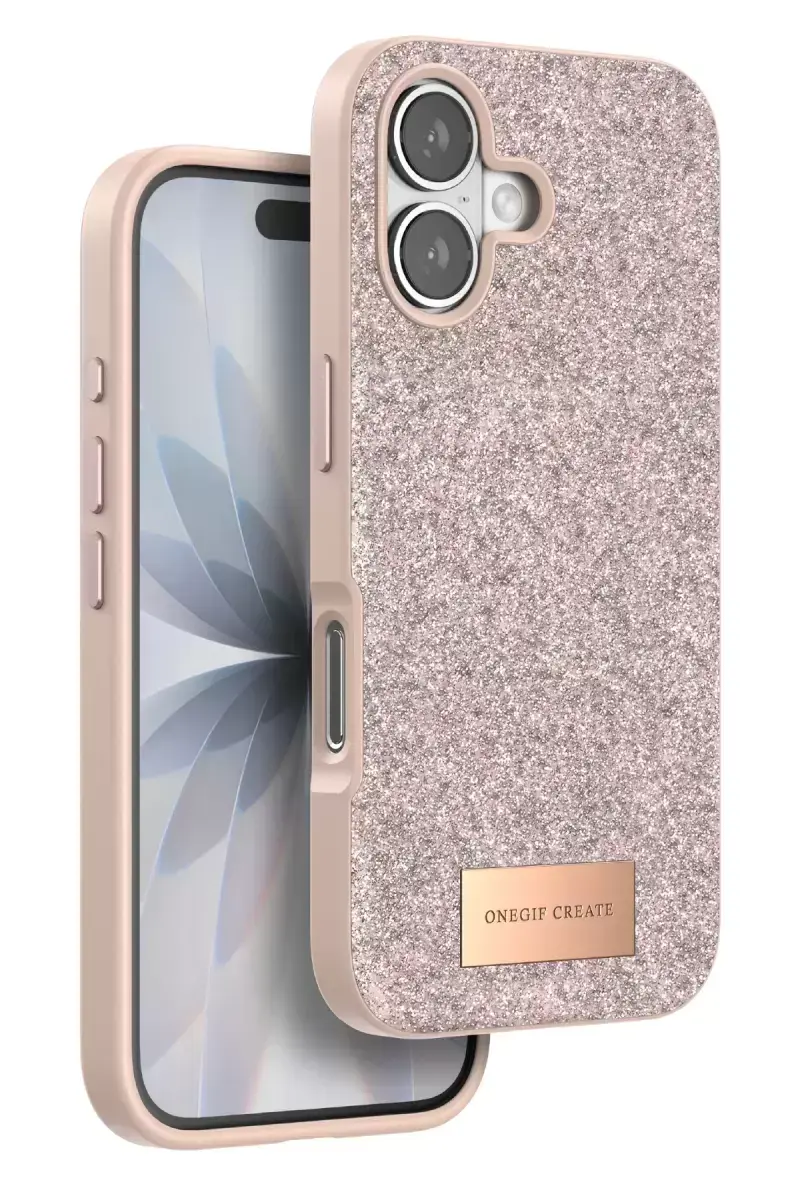 Onegif Apple İphone 17 Bright Simli Kapak - Pembe