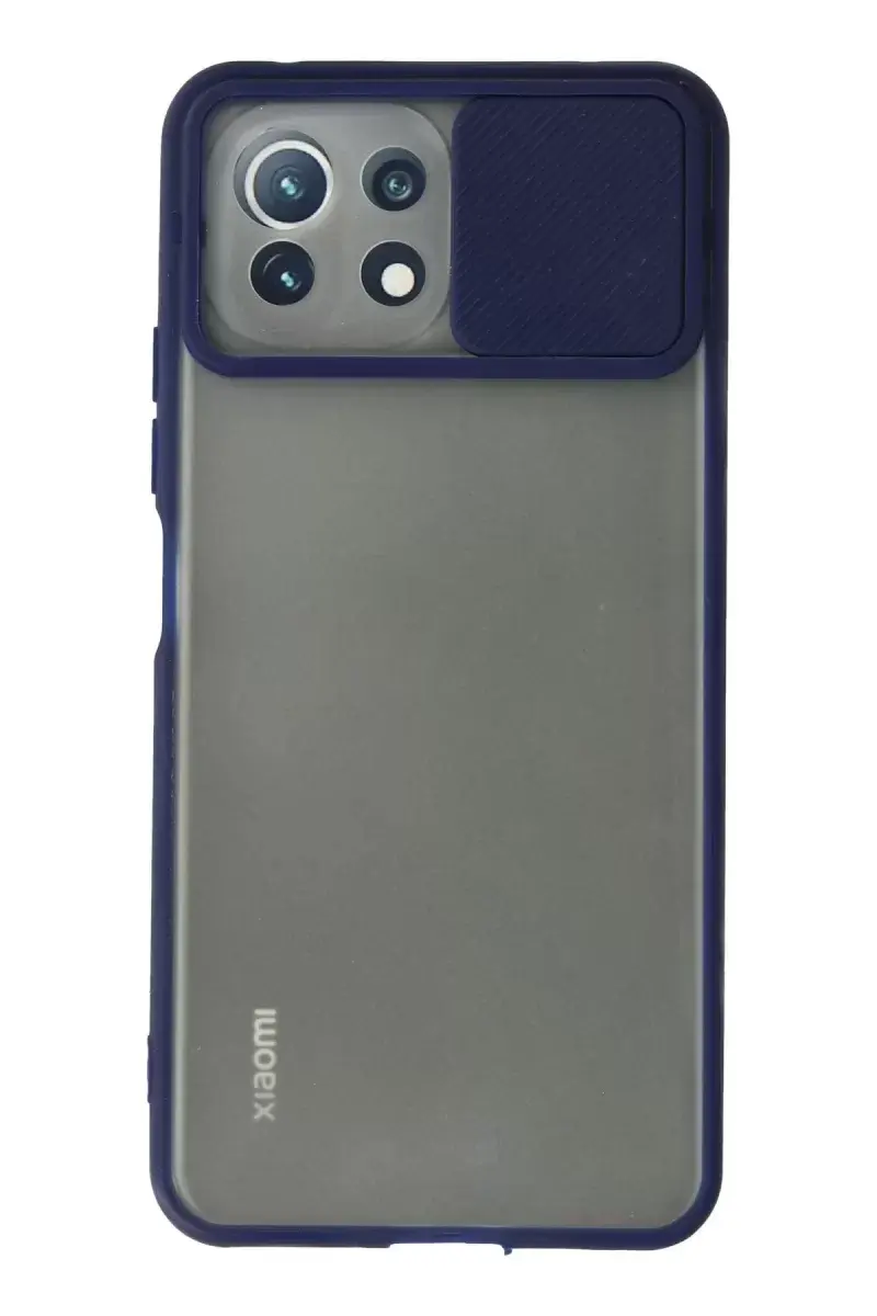 Newface Xiaomi Mi 11 Lite Kılıf Palm Buzlu Kamera Sürgülü Silikon - Lacivert