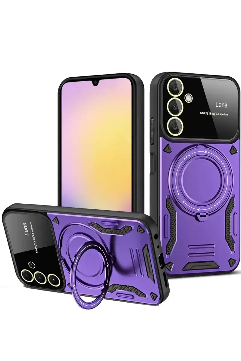 Newface Samsung Galaxy A25 5g Kılıf Joy Lens Standlı Kapak - Mor
