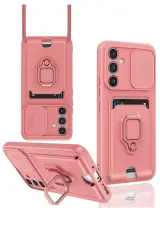 Newface Samsung Galaxy A54 5g Kılıf Zuma Kartvizitli Yüzüklü Silikon - Pembe
