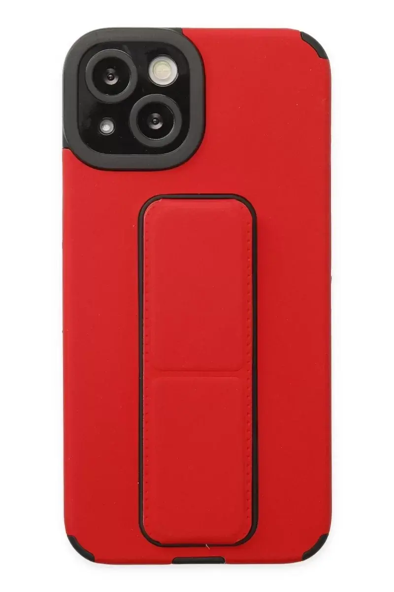 Newface İphone 14 Plus Kılıf Mega Standlı Silikon - Kırmızı