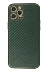 Newface İphone 12 Pro Max Kılıf Coco Karbon Silikon - Yeşil