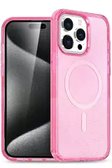 Newface Apple İphone 15 Pro Max Kılıf Star Magsafe Kapak - Pembe