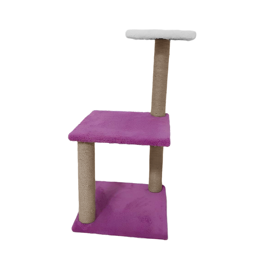 Markapet İki Katlı Kedi Tırmalama Tahtası 26-36-78 cm Mor-Beyaz