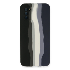 Samsung Galaxy A03s Kılıf Ebruli Lansman Silikon - Siyah-lacivert