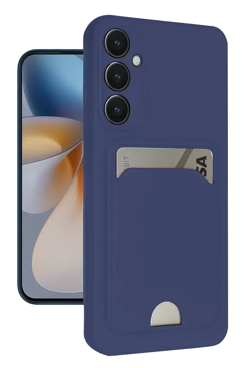 Newface Samsung Galaxy S24 Fe Kılıf Kelvin Kartvizitli Silikon - Lacivert