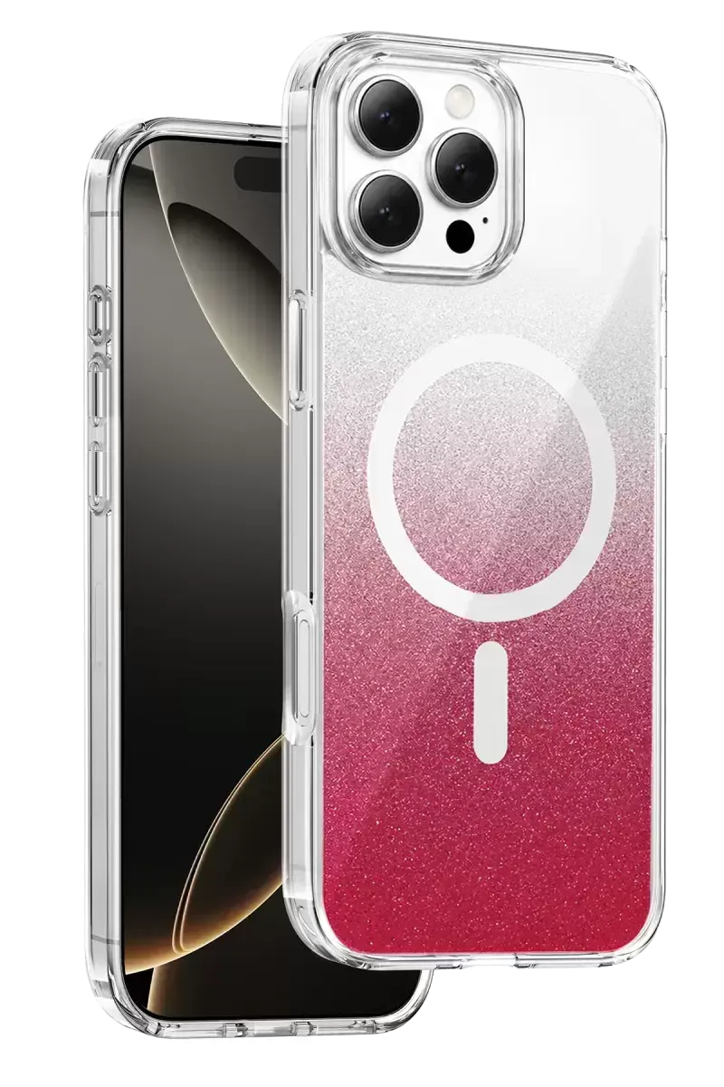 Onegif Apple İphone 16 Pro Max Sora Simli Magsafe Kapak - Kırmızı