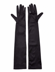 Siyah Renk Likralı Dirseğe Kadar Uzun Kumaş Eldiven 40 Cm