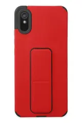 Newface Xiaomi Redmi 9a Kılıf Mega Standlı Silikon - Kırmızı