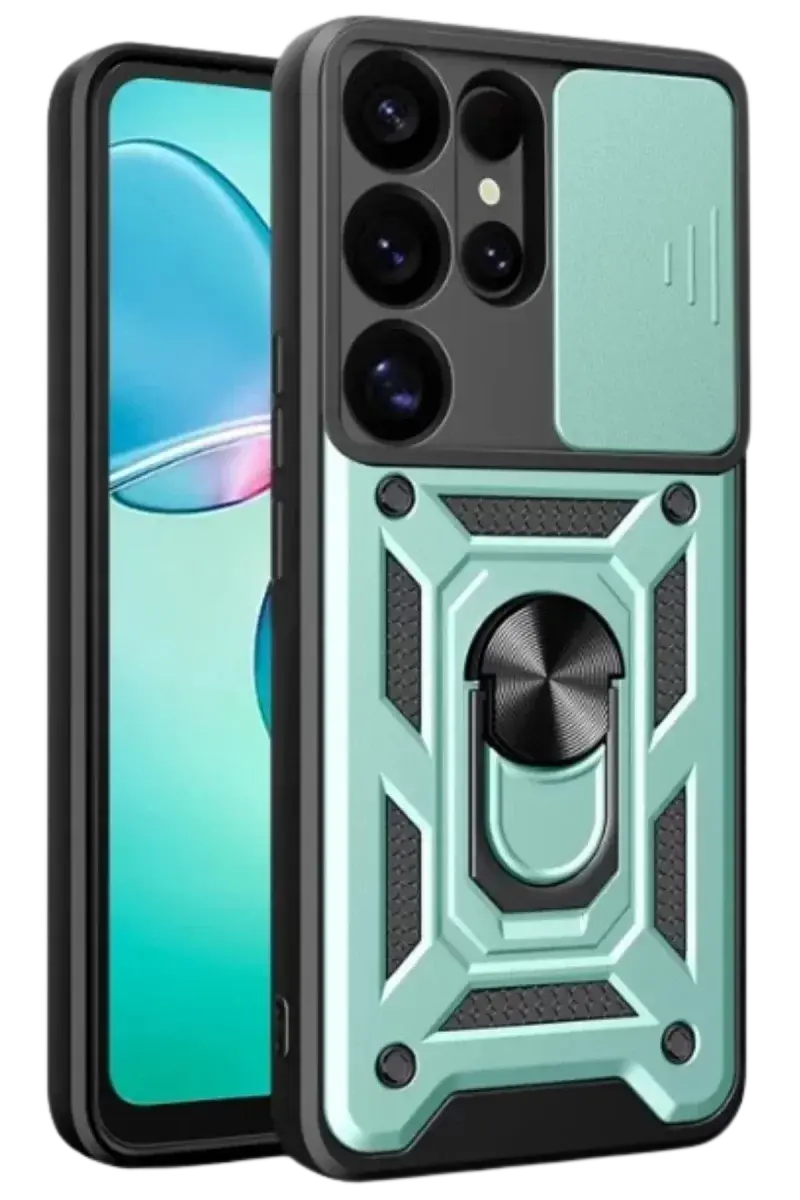 Newface Samsung Galaxy S26 Ultra Pars Lens Yüzüklü Silikon - Yeşil
