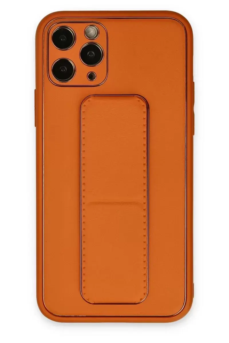 Newface İphone 11 Pro Kılıf Coco Deri Standlı Kapak - Turuncu