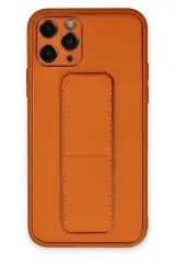 Newface İphone 11 Pro Kılıf Coco Deri Standlı Kapak - Turuncu