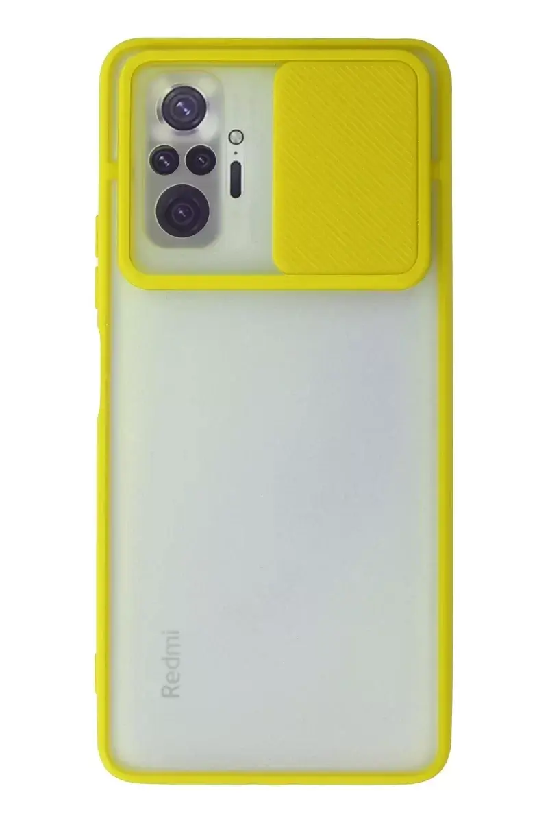 Newface Xiaomi Redmi Note 10 Pro Kılıf Palm Buzlu Kamera Sürgülü Silikon - Sarı