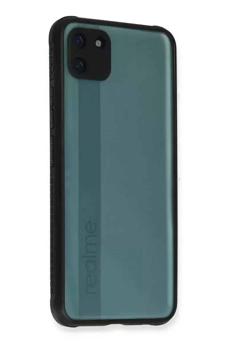 Newface Realme C11 Kılıf Miami Şeffaf Silikon - Siyah