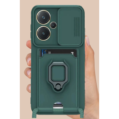 Xiaomi Redmi Note 13 Pro Plus Kılıf Zuma Kartvizitli Yüzüklü Silikon - Lacivert