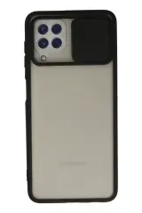 Newface Samsung Galaxy A22 Kılıf Palm Buzlu Kamera Sürgülü Silikon - Siyah