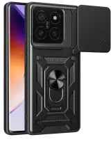 Newface Xiaomi Mi 14t Pro Kılıf Pars Lens Yüzüklü Silikon - Siyah