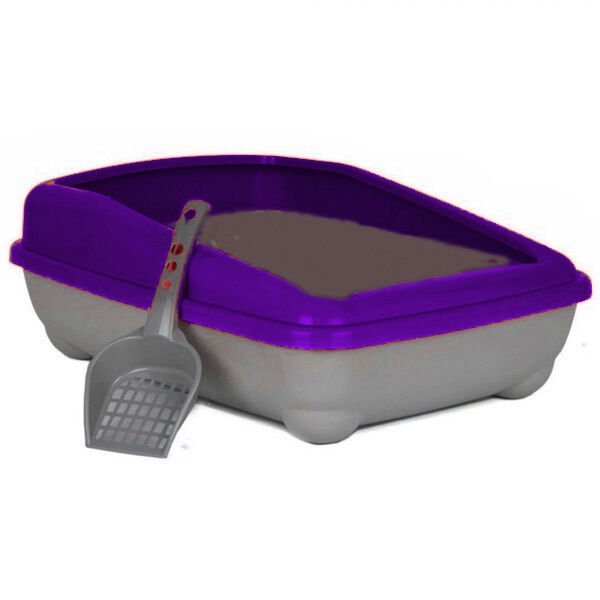 Kedi Tuvalet Kum Kabı 50/37/13.5 cm Mor + Kürek Hediye