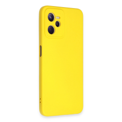 Realme C35 Kılıf Nano İçi Kadife Silikon - Sarı