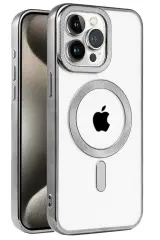 Newface Apple İphone 15 Pro Max Kılıf Kronos Magsafe Kapak - Titanyum Gri