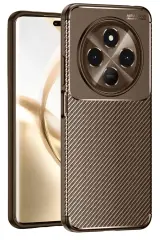 Newface Tecno Spark 30 Kılıf Auto Focus Karbon Kapak - Kahverengi