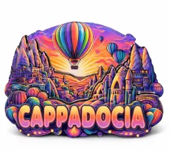 Kapadokya Temalı Ahşap Buzdolabı Magneti Model 2