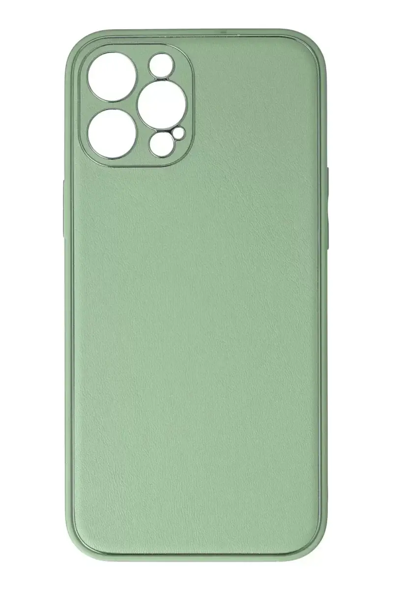 Newface İphone 12 Pro Kılıf Coco Deri Silikon Kapak - Açık Yeşil