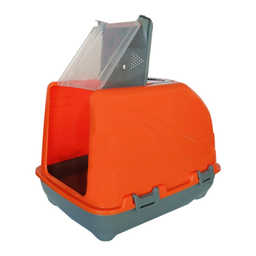 Lüks Üstü Açılabilir Kedi Tuvaleti 38-50 cm Turuncu