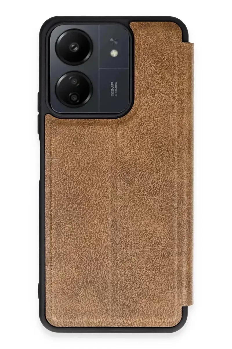 Newface Xiaomi Redmi 13c Kılıf Flip Cover - Taba