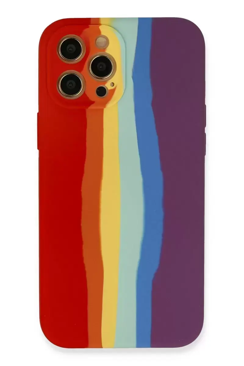 Newface İphone 12 Pro Max Kılıf Ebruli Lansman Silikon - Kırmızı-mor
