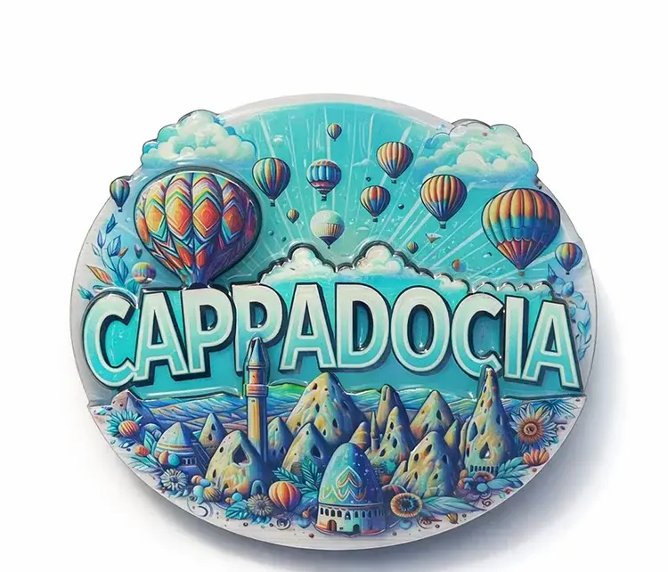 Kapadokya Temalı Ahşap Buzdolabı Magneti Model 6