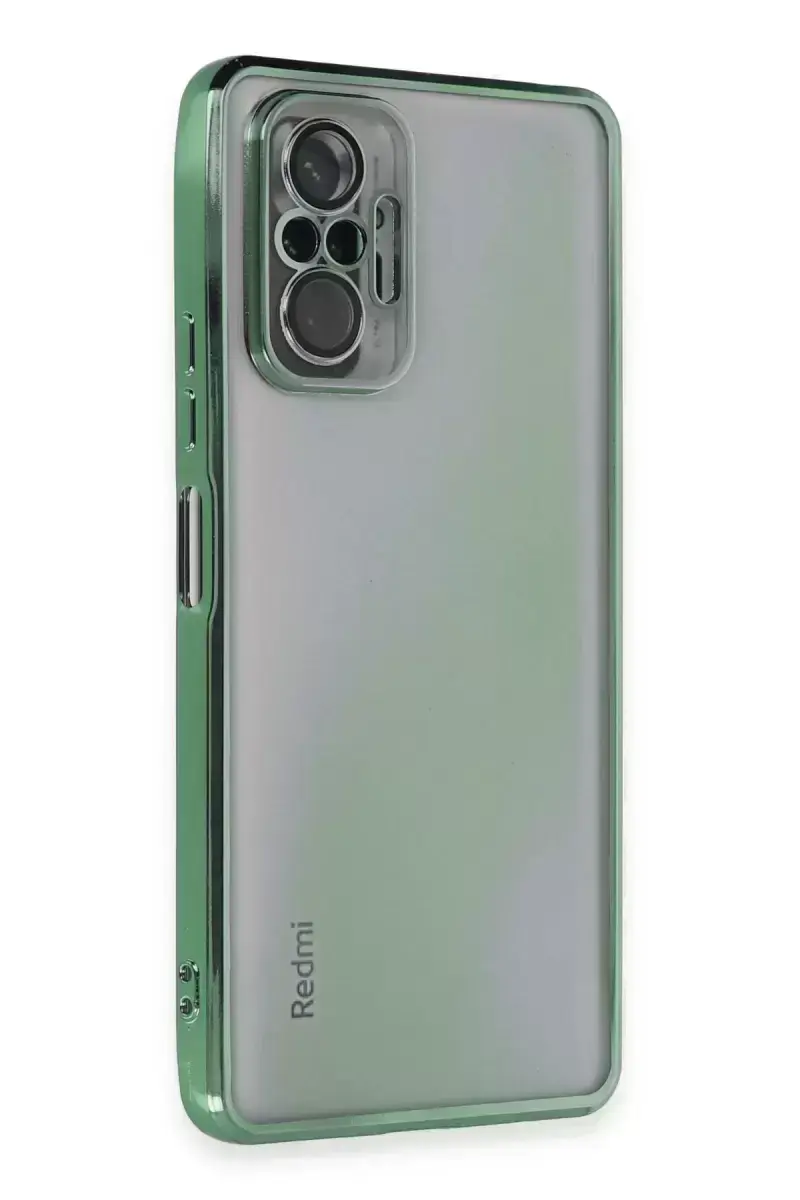 Newface Xiaomi Redmi Note 10 Pro Kılıf Razer Lensli Silikon - Yeşil