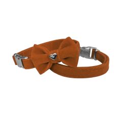 Markapet Kadife Papyonlu Kedi Boyun Tasması 20-32 cm Kremit