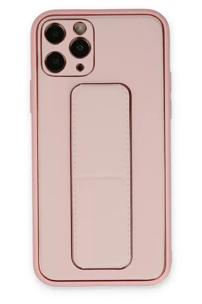 Newface İphone 11 Pro Max Kılıf Coco Deri Standlı Kapak - Pembe