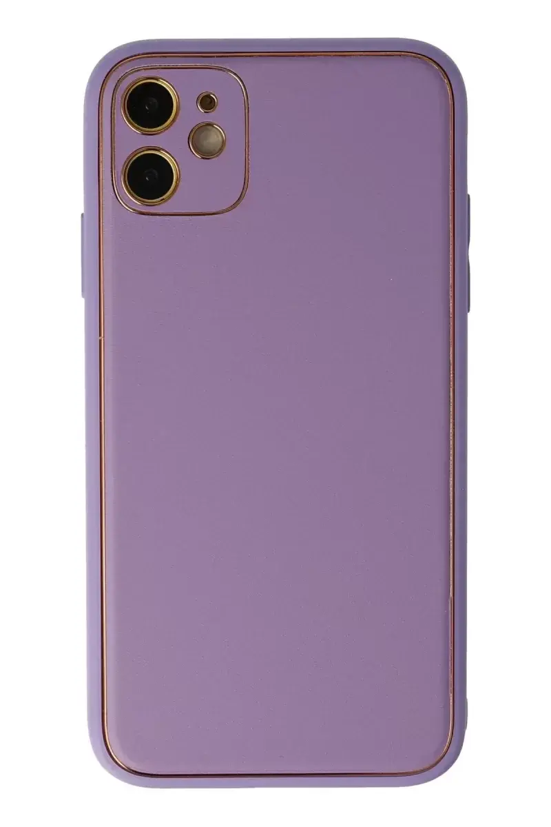 Newface İphone 12 Kılıf Coco Deri Silikon Kapak - Lila