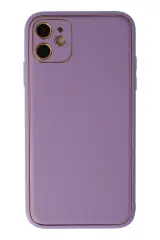 Newface İphone 12 Kılıf Coco Deri Silikon Kapak - Lila