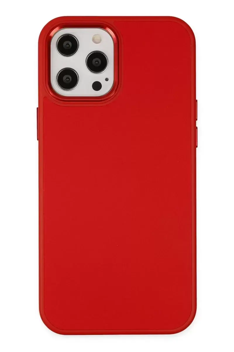 Newface Apple İphone 12 Pro Max Kılıf Asya Deri Silikon - Kırmızı